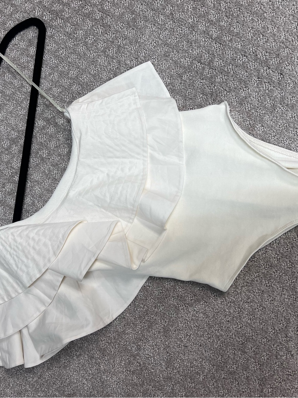 One-Shoulder Ruffle Cream Bodysuit - Picture 3 of 6
